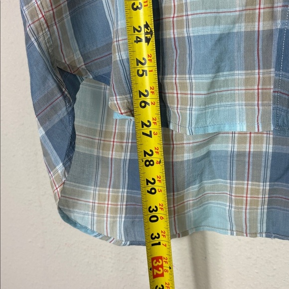 Rag & Bone Blue Beige Gus Button Down Shirt Short Sleeve size Large - Picture 3 of 11